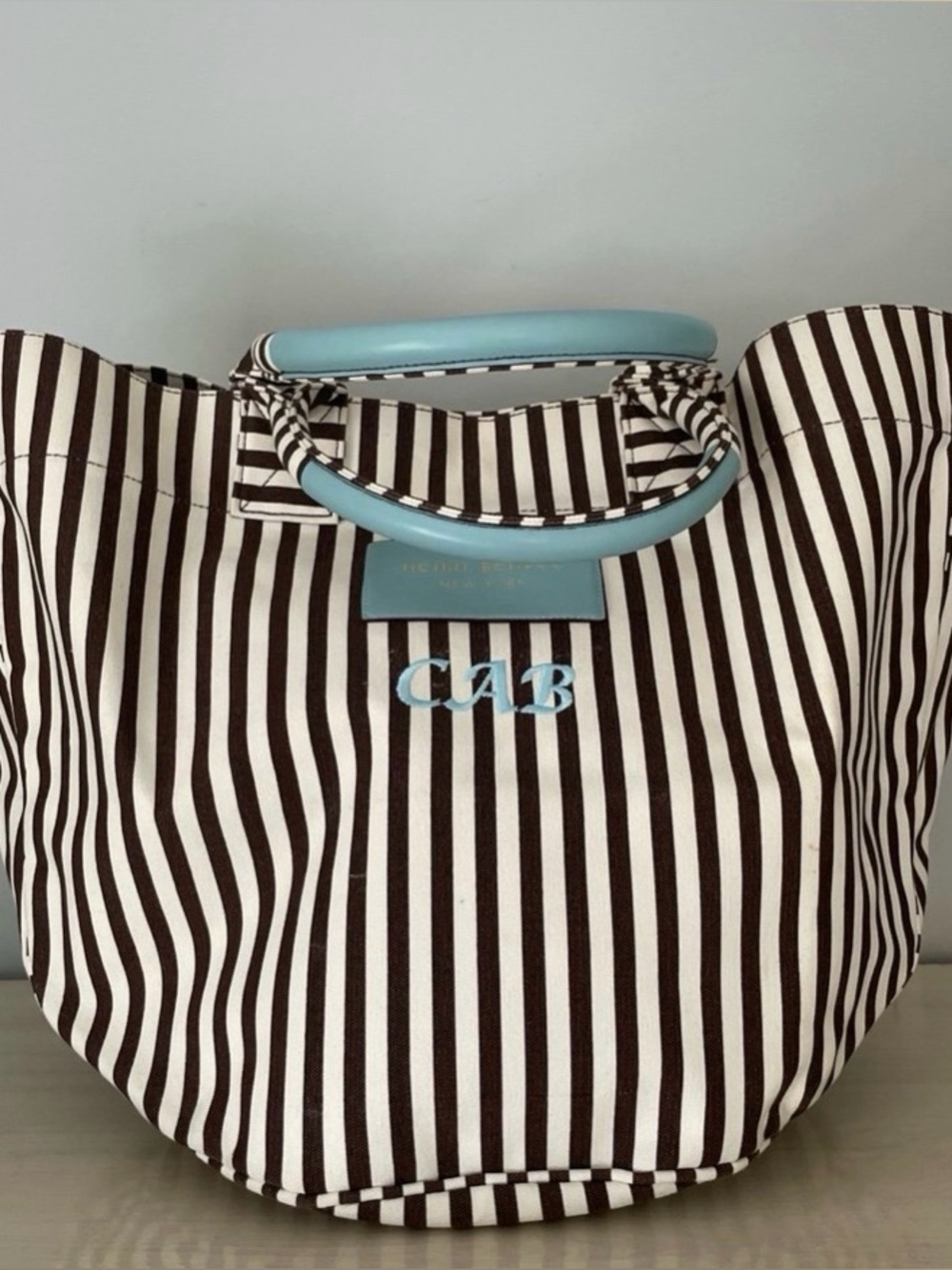 Henri Bendel Striped X-Large Canvas & Vinyl Tote